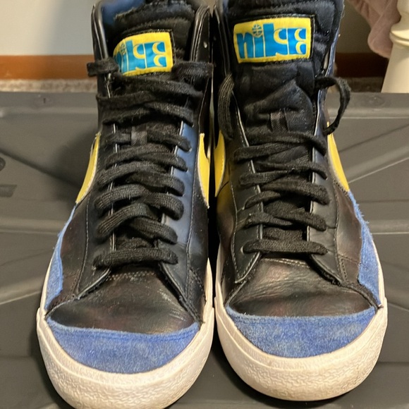 Mens Nike Blazer Peace Love BLK/BLUE/YELLOW Hightop sneakers size 10 - Picture 2 of 6
